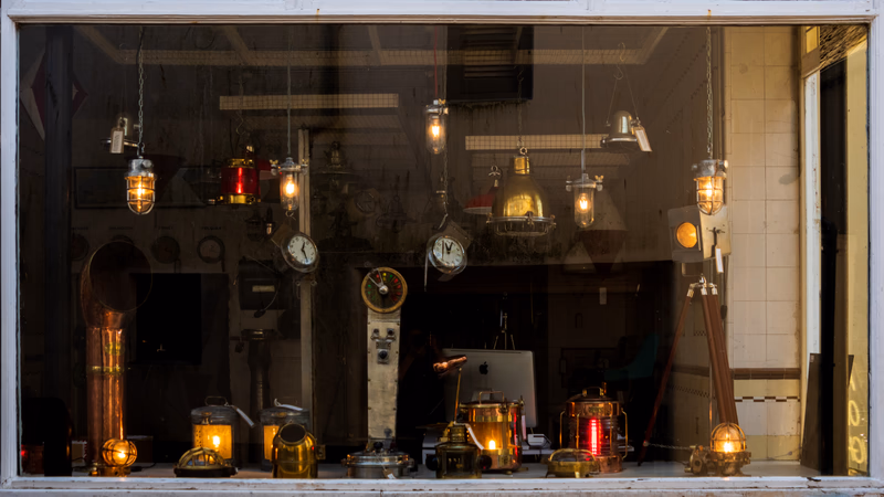 Time store window, Fowey